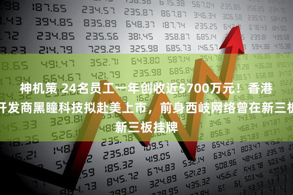 神机策 24名员工一年创收近5700万元！香港手游开发商黑瞳科技拟赴美上市，前身西岐网络曾在新三板挂牌